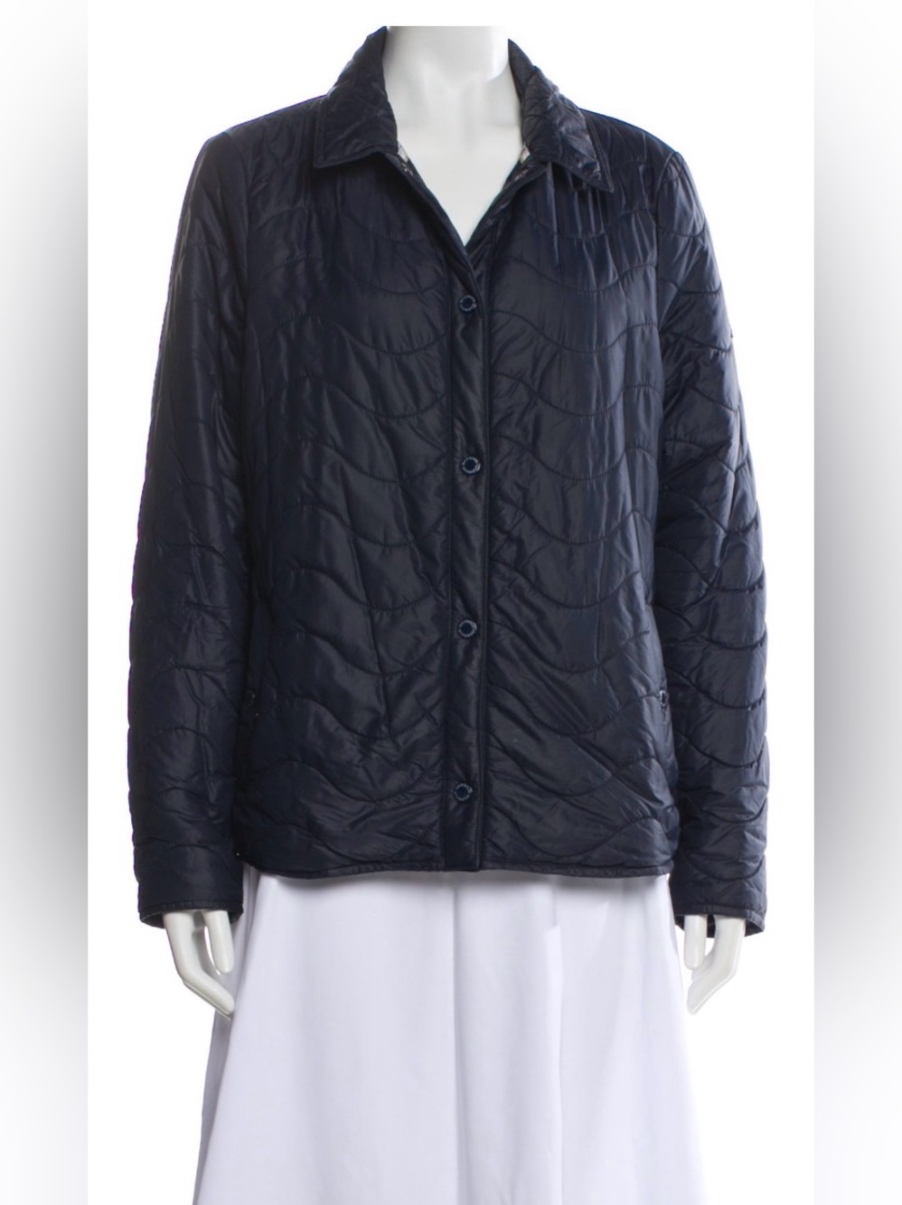 Barbour Women's Navy Quilted Button-Front Jacket size 8 US/ 12 UK